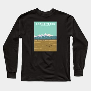 Grand Teton National Park, Wyoming Travel Poster Long Sleeve T-Shirt